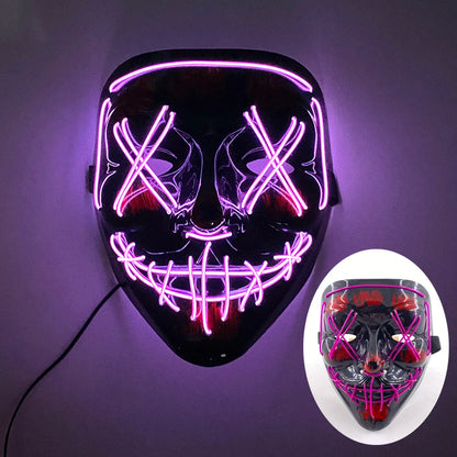 LED Glowing Bloody Rabbit Mask – Neon Horror Cosplay for Halloween, Carnival & Masquerade