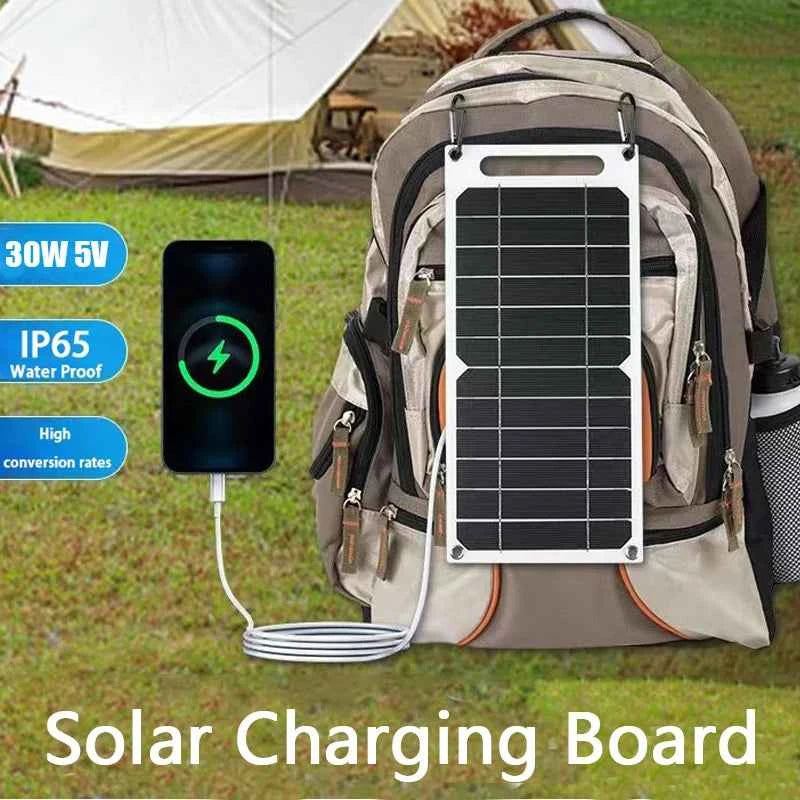 Solar Panel 30W  USB Type-C Waterproof Outdoor Hiking Camping Portable Battery Mobile Phone Charging Bank  Charging Panel  6.8V
