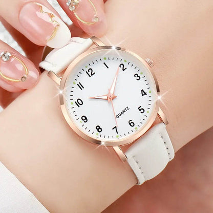 Fashion Women Watches Casual Arabic Dial Ladies Leather Band Quartz Watch Reloj Mujer Girls Clock Gift - BON's