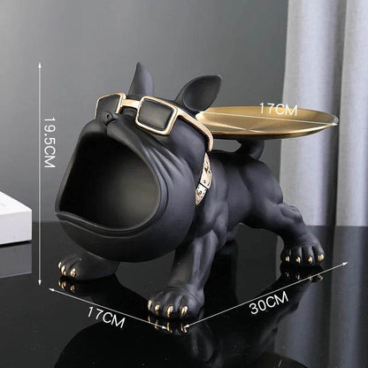 30cm Bulldog Figurine Storage Box - Resin Art Sculpture and Decorative Storage Solution - BON's
