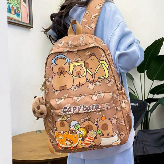 Capybara School Backpack - Cute Large Student Schoolbag - BON's
