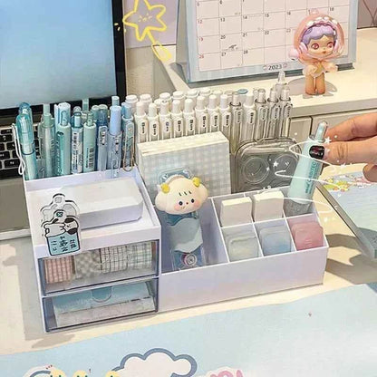 Cute Pen Holder Organizer for Desk - 9 Grid Drawer Stationery Storage for Girls - BON's