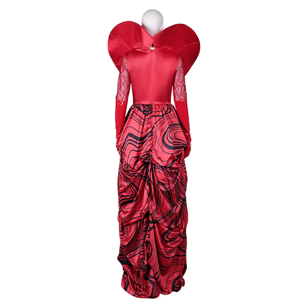Descendants Fantasy Queen of Hearts Cosplay Costume Adult Women Red Dress Wig Headband Outfits Halloween Carnival Party Suit