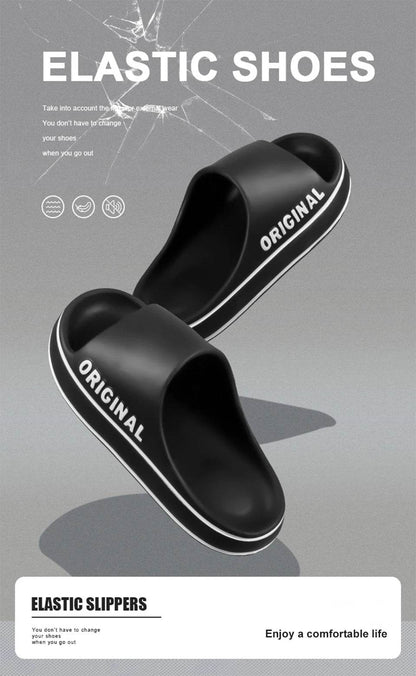 Feslishoet Women Letter Slippers Beach Slides Solid Color Mens Thick Sole Indoor Bathroom Anti Slip Shoes Summer Couple Sandals - BON's
