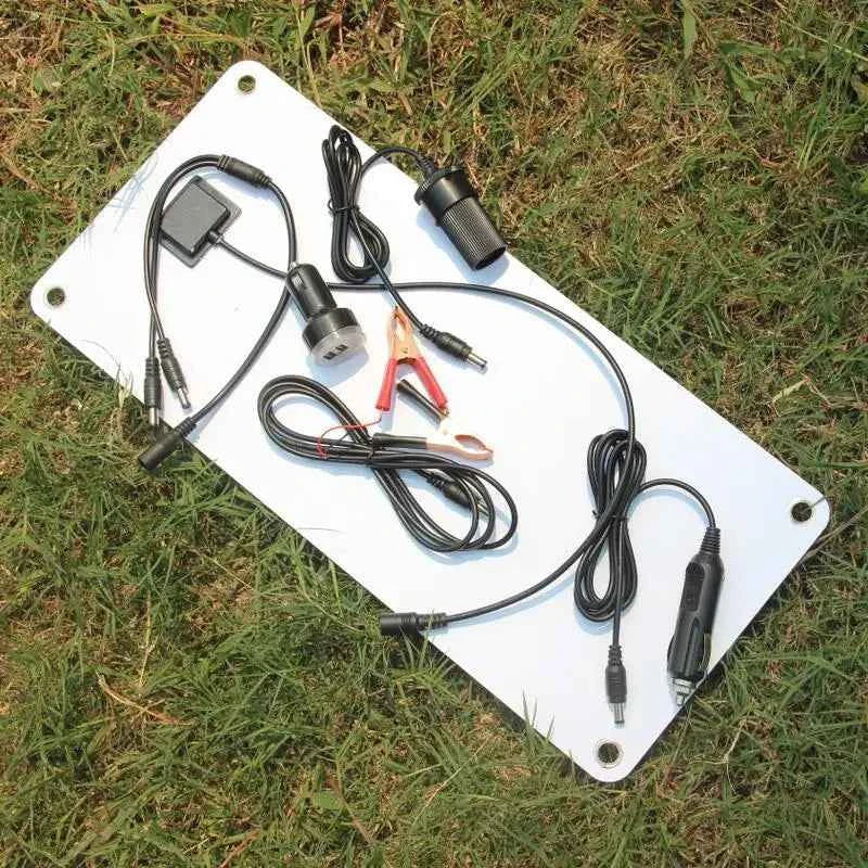 Solar Car Charger 15W with Dual USB DC Output Semi Flexible Solar Panel Charger for 12V Car Boat Battery Charging