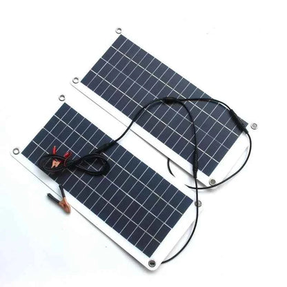 Solar Car Charger 15W with Dual USB DC Output Semi Flexible Solar Panel Charger for 12V Car Boat Battery Charging