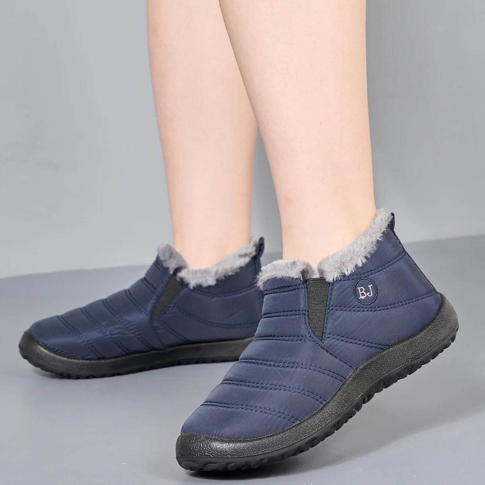 Winter Waterproof Snow Boots for Women - Plus Size Casual Flat Ankle Boots with Anti-Slip Warm Fur Plush - BON's