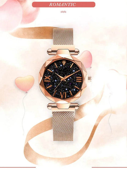 Luxury Women's Starry Sky Watch with Magnetic Mesh Belt Band - Fashion Dress Wristwatch for Women - BON's