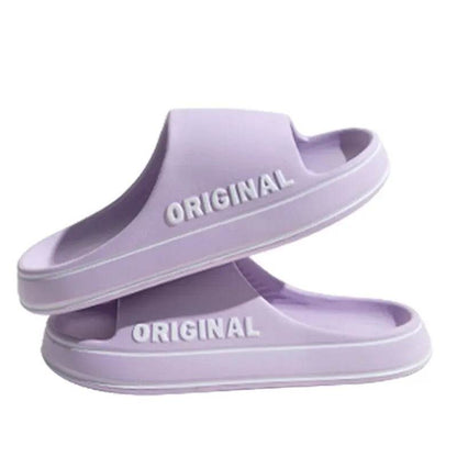 Feslishoet Women Letter Slippers Beach Slides Solid Color Mens Thick Sole Indoor Bathroom Anti Slip Shoes Summer Couple Sandals - BON's