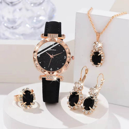 Luxury Women's Watch Set - 5Pcs Rhinestone Bracelet Wristwatch Collection for Girls - BON's