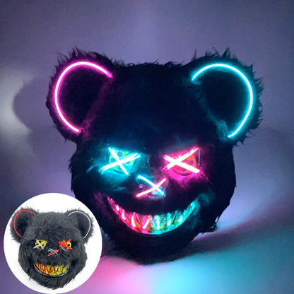 LED Glowing Bloody Rabbit Mask – Neon Horror Cosplay for Halloween, Carnival & Masquerade