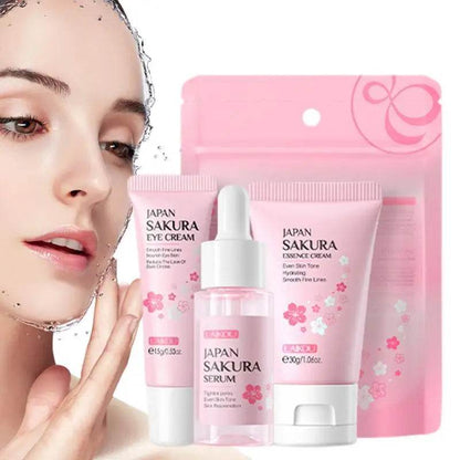 Face Skin Care Set Cleanser Sakura Essence Cream Moisturizing Whitening & Anti-Aging Toner Eye Cream Face Serum Eye Skin Care - BON's