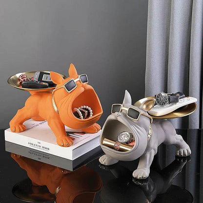 30cm Bulldog Figurine Storage Box - Resin Art Sculpture and Decorative Storage Solution - BON's