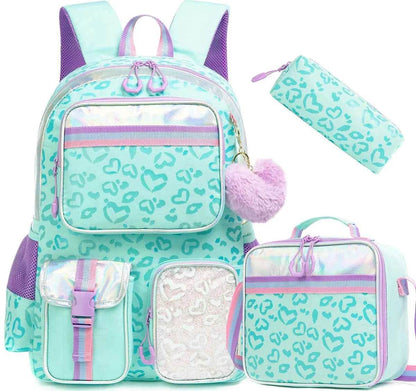 Meetbelify Aesthetic Backpack for Girls - Schoolbag with Lunchbox and Penbag for Elementary and Teen Students - BON's