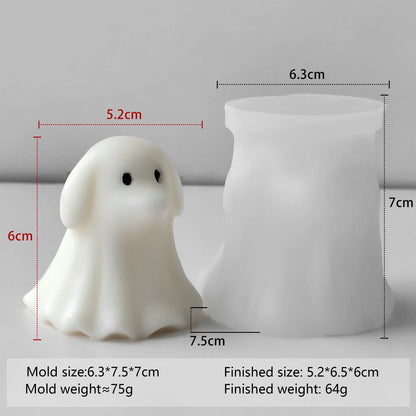 Halloween Ghost Candle Silicone Mold – DIY Pumpkin, Cat & Dog Wax Resin Mould for Spooky Party Decorations