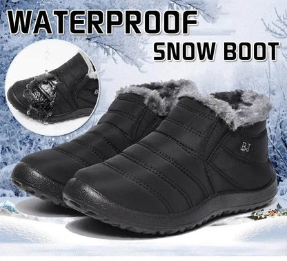 Winter Waterproof Snow Boots for Women - Plus Size Casual Flat Ankle Boots with Anti-Slip Warm Fur Plush - BON's