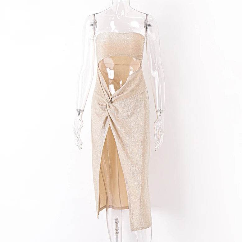 WhereMery Sexy Sleeveless Slit Dress Hollow Out Elegant Skinny Women Long Dresses Summer 2024 Fashion Ladies Party Club Vestidos - BON's