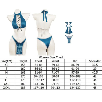Fantasia Mortal Cosplay Kombat Kitana Mask Headband Costume Adult Women Bikini Swimsuit Outfits Halloween Carnival Party Suit