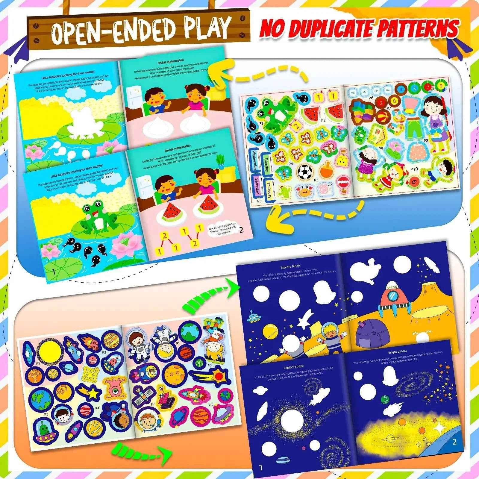 Kids Reusable Cartoon Stickers Books for Early Education Gift - BON's