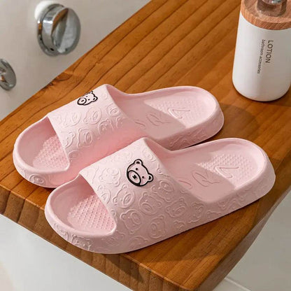 Women's Cute Bear Slippers - Summer Printing Anti-Slip Soft Sole Indoor Bathroom Shoes for Comfort and Leisure - BON's