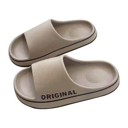 Feslishoet Women Letter Slippers Beach Slides Solid Color Mens Thick Sole Indoor Bathroom Anti Slip Shoes Summer Couple Sandals - BON's