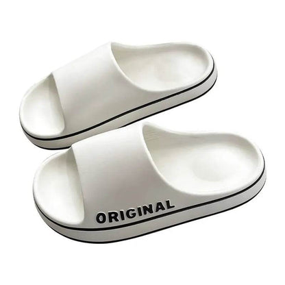 Feslishoet Women Letter Slippers Beach Slides Solid Color Mens Thick Sole Indoor Bathroom Anti Slip Shoes Summer Couple Sandals - BON's