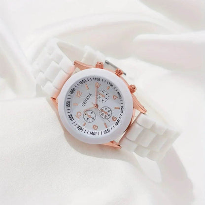 Luxury Women's Watch Set - 5PCS Rhinestone Jewelry Bracelet, Ring, Necklace, and Earrings for Casual Elegance - BON's