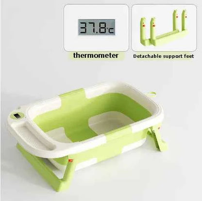 Baby Bathtub,Baby Bath Tub with Soft Cushion & Thermometer,Baby Bathtub Newborn to Toddler 0-36 Months,Portable Travel Baby Tub