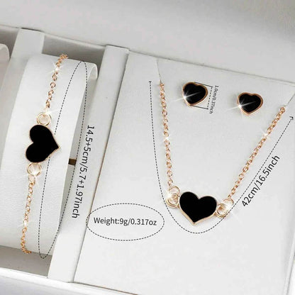 5PCS Set Women's Leather Band Watches Fashion Analog Quartz with Heart Jewelry Set - BON's