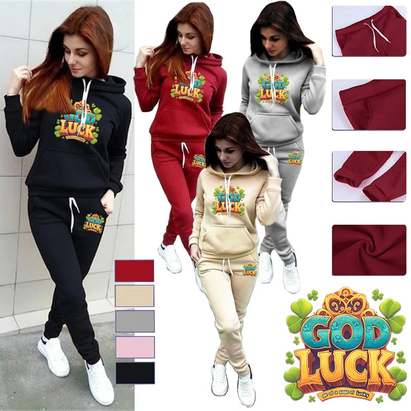 Women’s 2-Piece Tracksuit – Hoodie & Joggers Set | Autumn Winter Casual Loungewear & Outdoor Sportswear