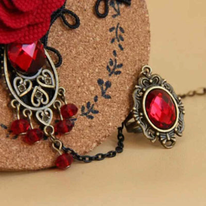 Steampunk Gothic Lace Rose Bracelet – Vampire-Inspired Halloween Jewelry for Women’s Cosplay & Costume Props