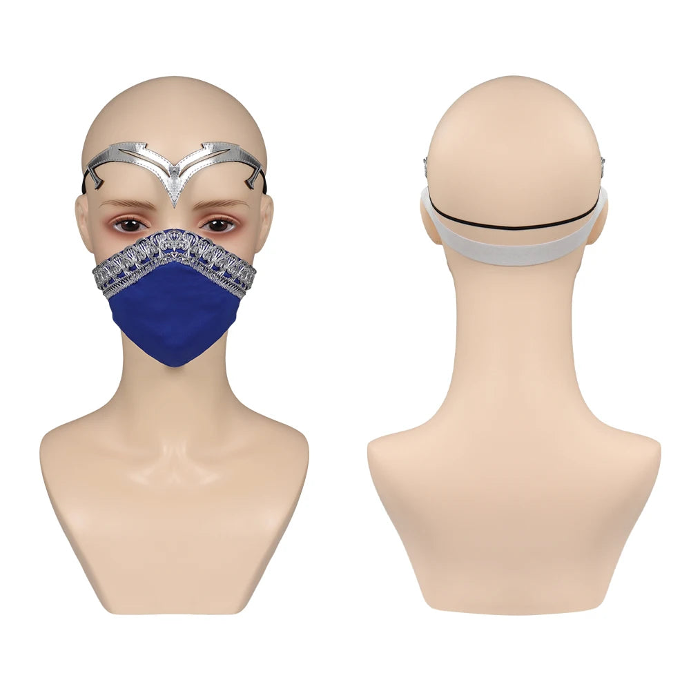 Fantasia Mortal Cosplay Kombat Kitana Mask Headband Costume Adult Women Bikini Swimsuit Outfits Halloween Carnival Party Suit