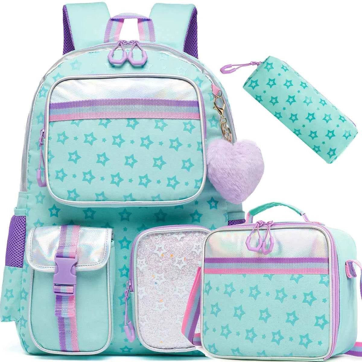Meetbelify Aesthetic Backpack for Girls - Schoolbag with Lunchbox and Penbag for Elementary and Teen Students - BON's