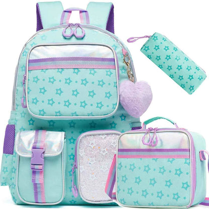 Meetbelify Aesthetic Backpack for Girls - Schoolbag with Lunchbox and Penbag for Elementary and Teen Students - BON's