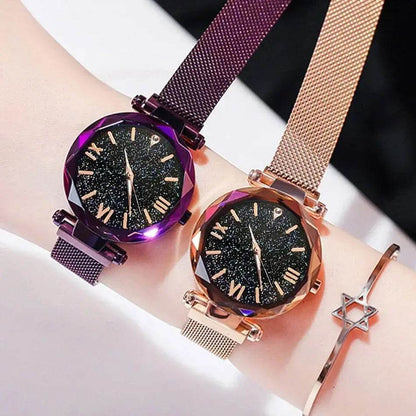 Luxury Women's Starry Sky Watch with Magnetic Mesh Belt Band - Fashion Dress Wristwatch for Women - BON's