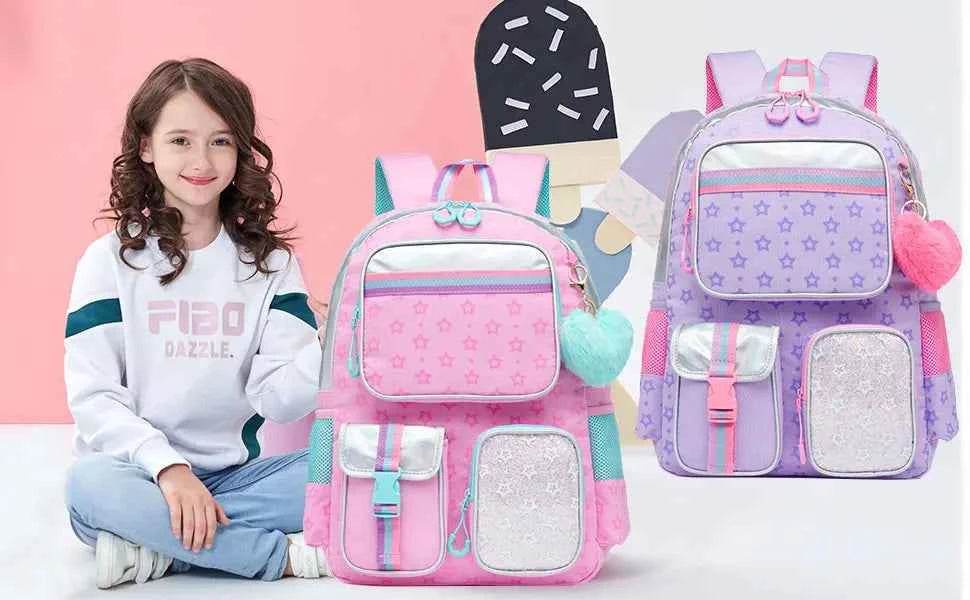 Meetbelify Aesthetic Backpack for Girls - Schoolbag with Lunchbox and Penbag for Elementary and Teen Students - BON's