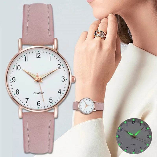 Fashion Women Watches Casual Arabic Dial Ladies Leather Band Quartz Watch Reloj Mujer Girls Clock Gift - BON's