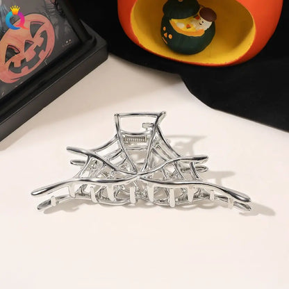 Black Spider Hair Claw Clip – Gothic Halloween Accessory with Pearl Charm & Strong Hold