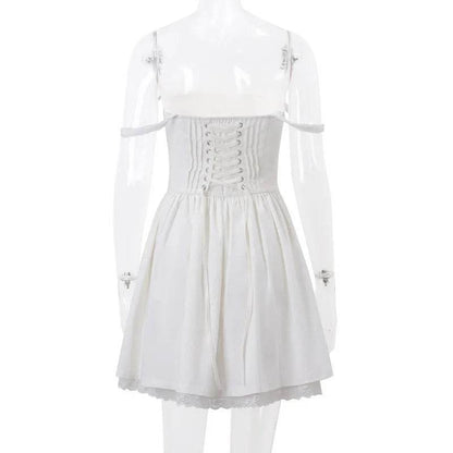 Sexy Lace Floral Corset Dress - Elegant Women's White Yellow Sundress, High Waist Mini Sun Dresses for Summer 2025 - BON's