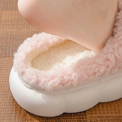 Winter Fur Slippers for Women with Cute Bow - Non-Slip Soft Plush Comfort Flat Heel Indoor Shoes - BON's