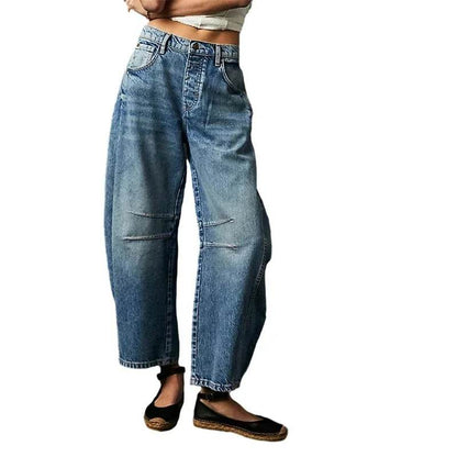 High Stretch Wide Leg Jeans for Women - Casual Mid-Rise Baggy Denim - BON's