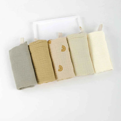 5Pcs Baby Cotton Washcloth Newborn Burp Cloth Square Towels 6-Layer Pure Cotton Soft Absorbent Gauze Cotton Baby Towels