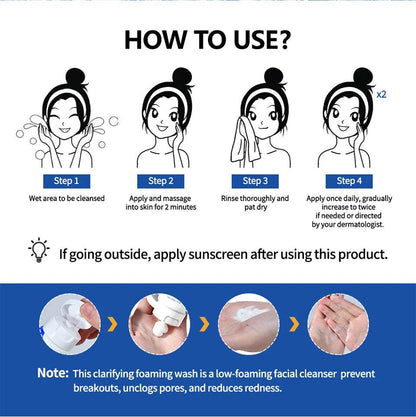Acne Foaming Wash for Deep Cleaning, Pore Unclogging, and Redness Reduction in Facial & Body Skin Care - BON's