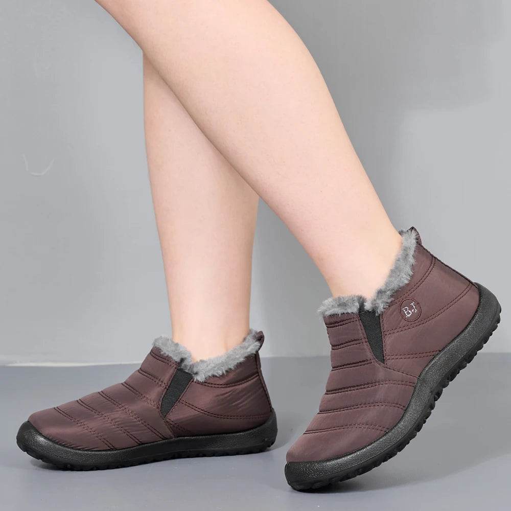 Winter Waterproof Snow Boots for Women - Plus Size Casual Flat Ankle Boots with Anti-Slip Warm Fur Plush - BON's