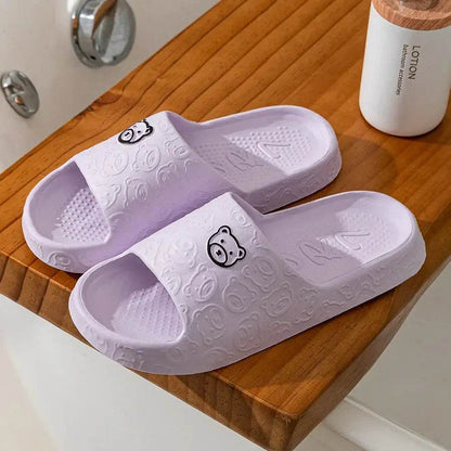 Women's Cute Bear Slippers - Summer Printing Anti-Slip Soft Sole Indoor Bathroom Shoes for Comfort and Leisure - BON's