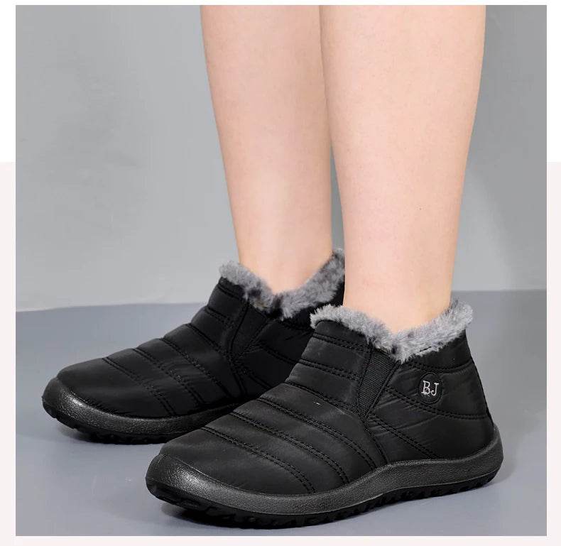 Winter Waterproof Snow Boots for Women - Plus Size Casual Flat Ankle Boots with Anti-Slip Warm Fur Plush - BON's