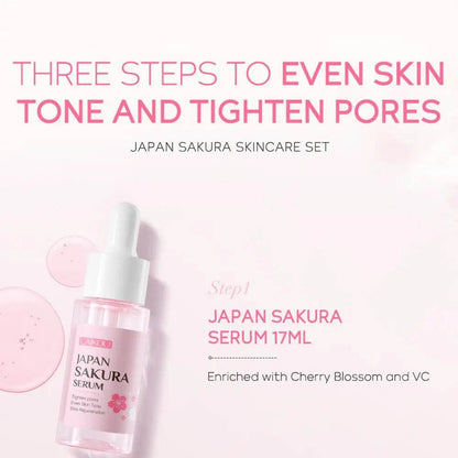 Face Skin Care Set Cleanser Sakura Essence Cream Moisturizing Whitening & Anti-Aging Toner Eye Cream Face Serum Eye Skin Care - BON's