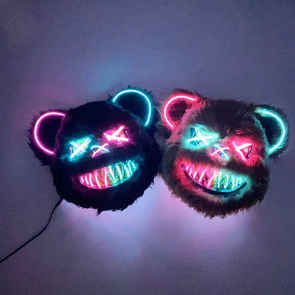 LED Glowing Bloody Rabbit Mask – Neon Horror Cosplay for Halloween, Carnival & Masquerade