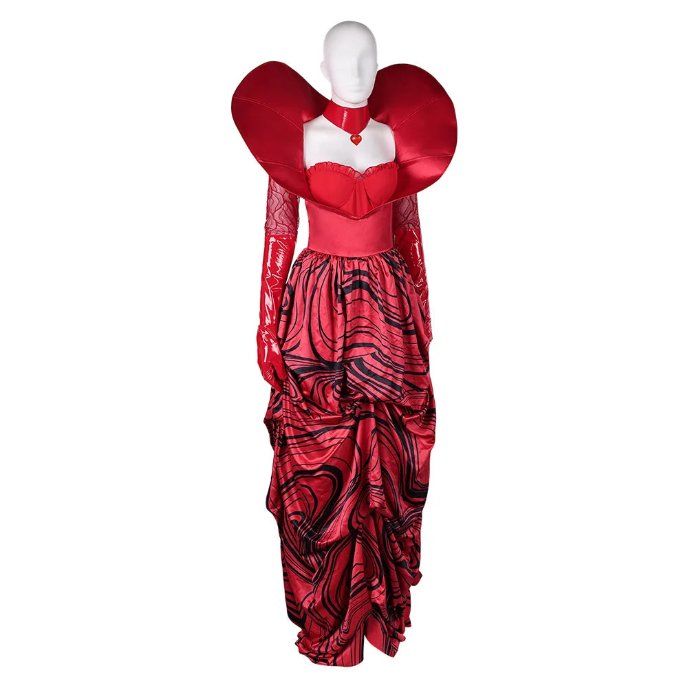 Descendants Fantasy Queen of Hearts Cosplay Costume Adult Women Red Dress Wig Headband Outfits Halloween Carnival Party Suit