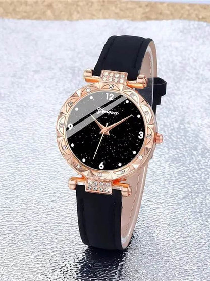 Luxury Women's Watch Set - 5Pcs Rhinestone Bracelet Wristwatch Collection for Girls - BON's